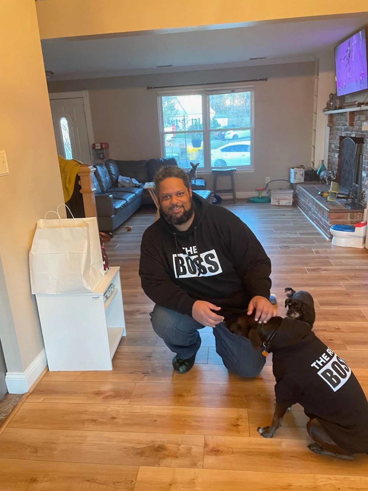 Mike with a happy dog